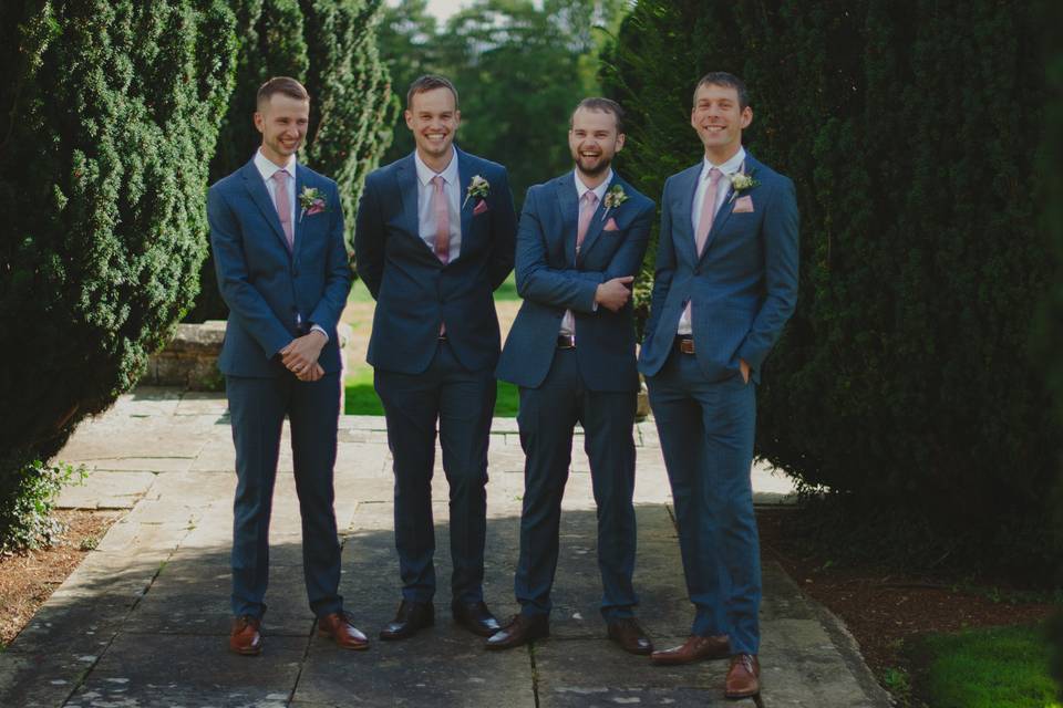 Groomsmen laughing
