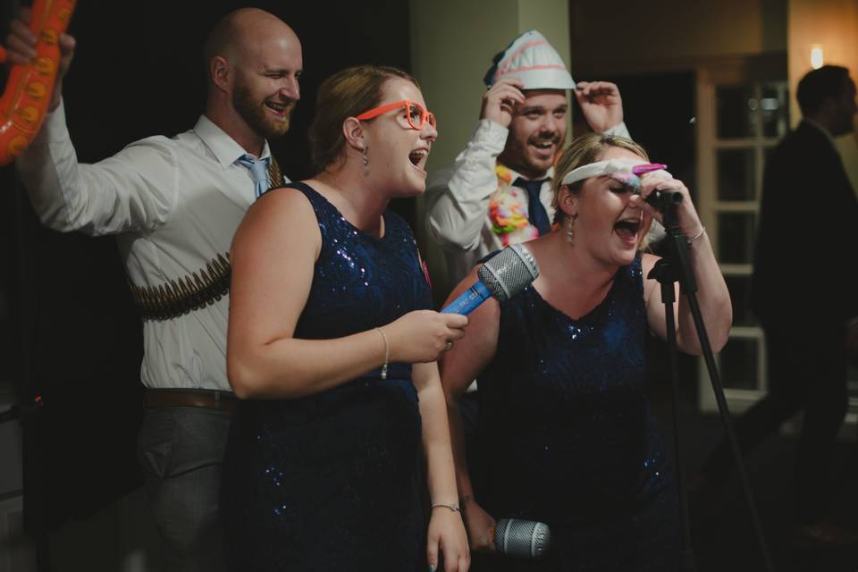 Guests sing karaoke