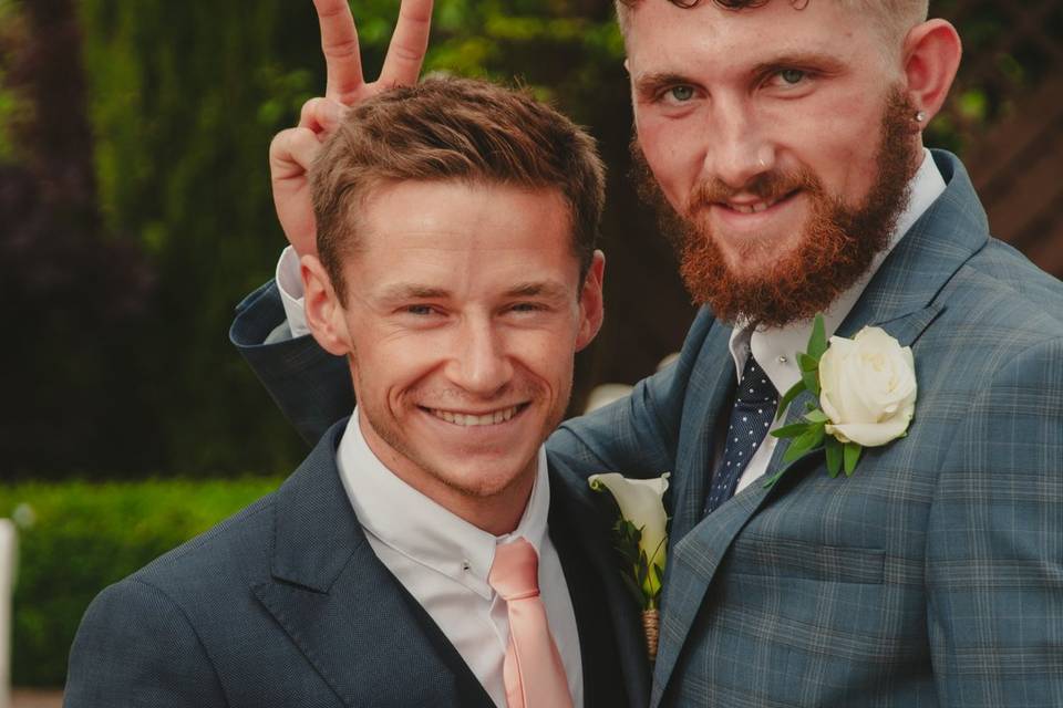 Groom with bunny ears