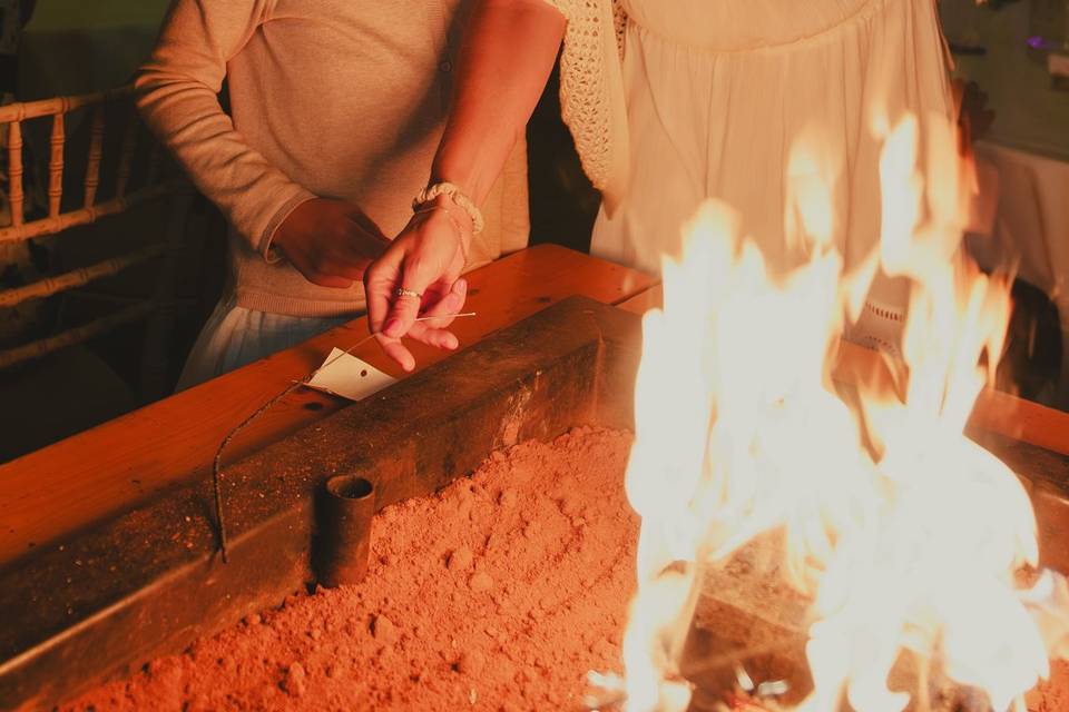 Guests toast marshmallows
