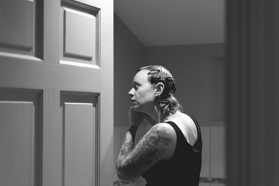 Moody bridal prep photo