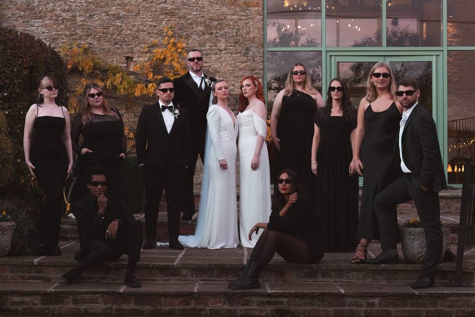 Stylish wedding party portrait