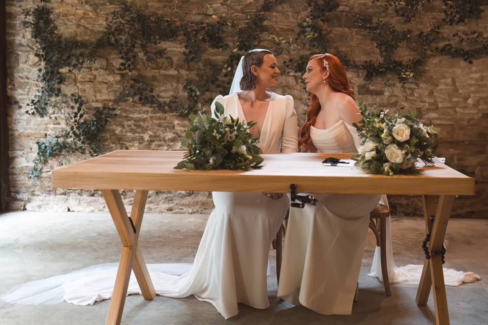 Lesbian wedding portrait