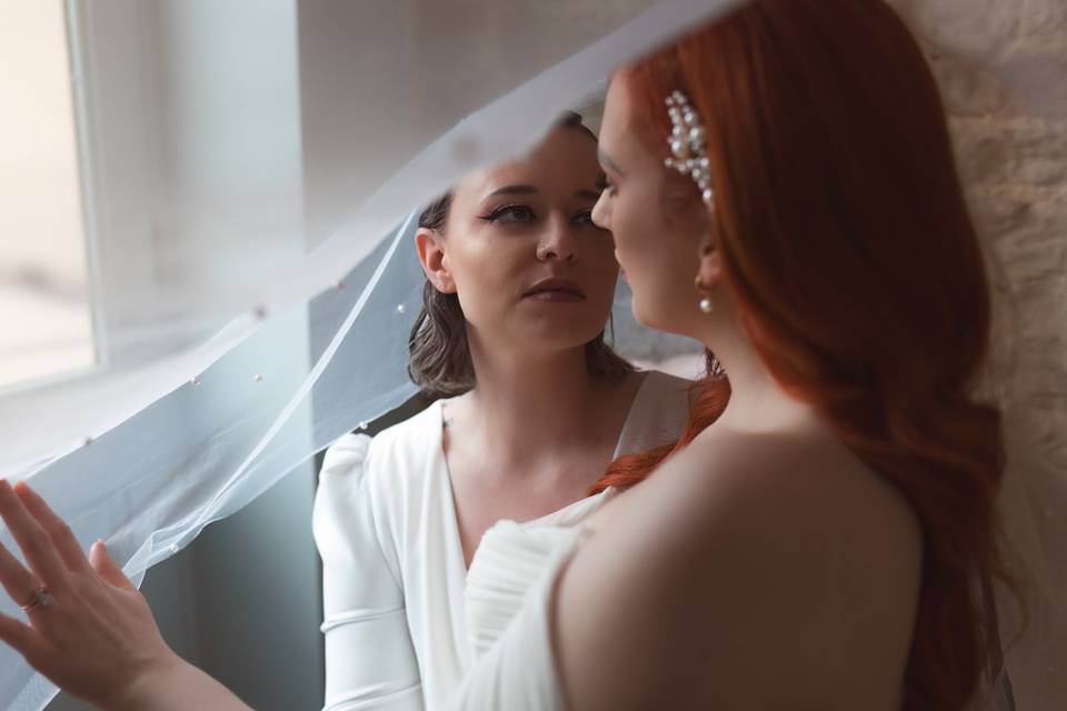 Editorial bridal veil portrait