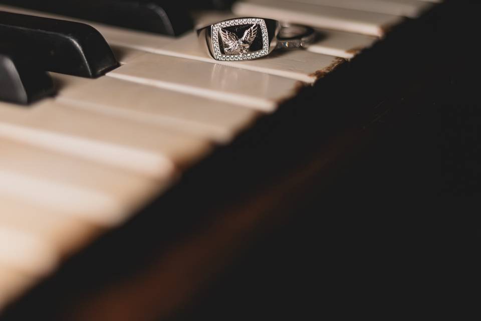 Wedding Rings on Piano Keys