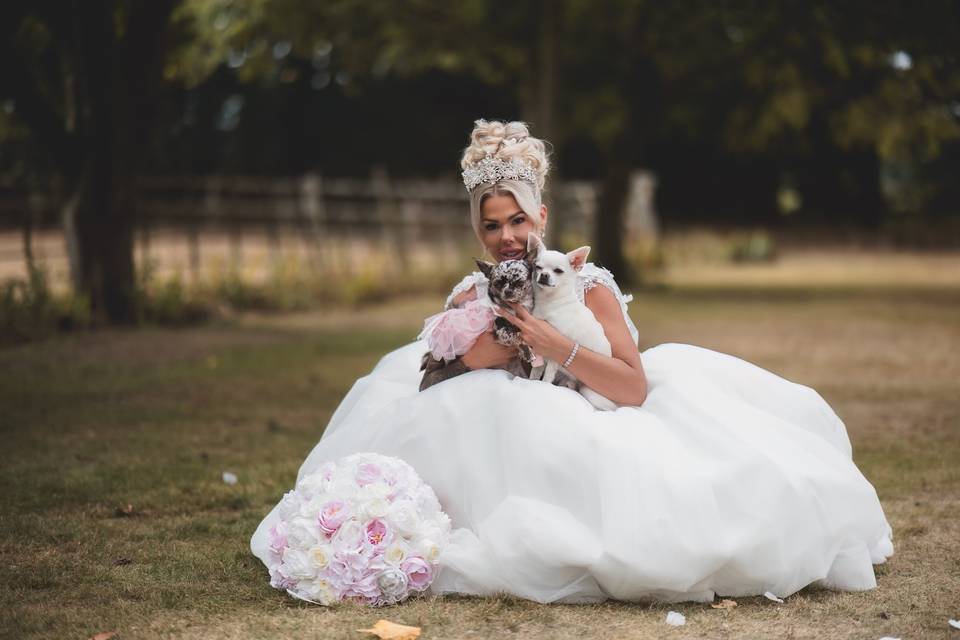 Bride with Her Dogs