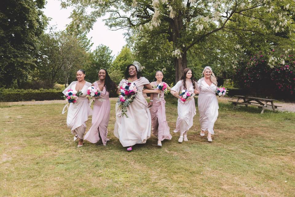 Bridesmaids Walking Portrait