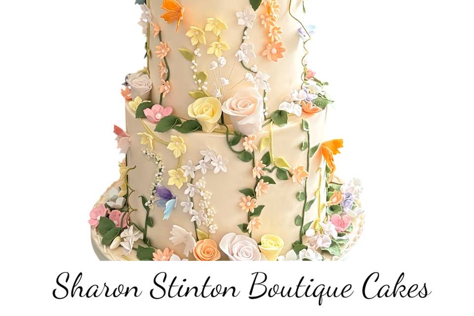 Whimsical flowers & butterflie