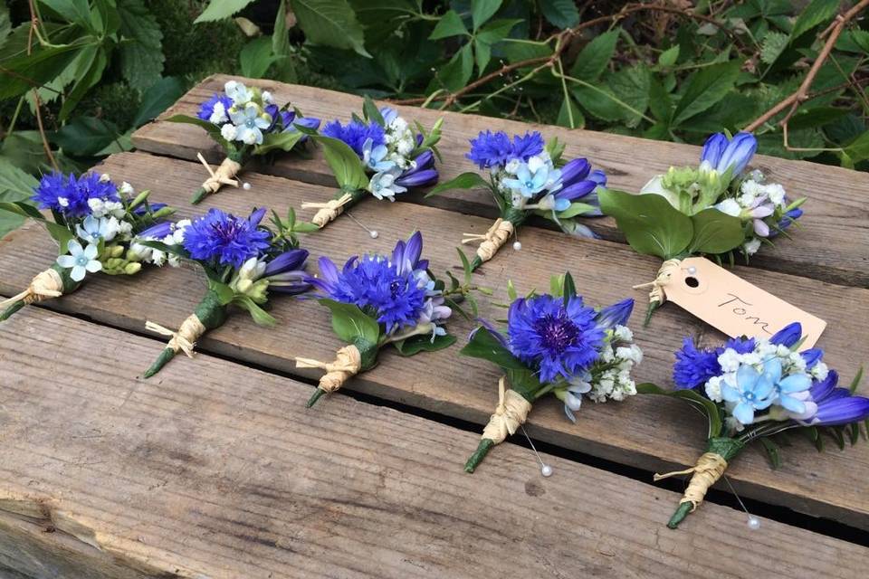 Purple boutonnieres