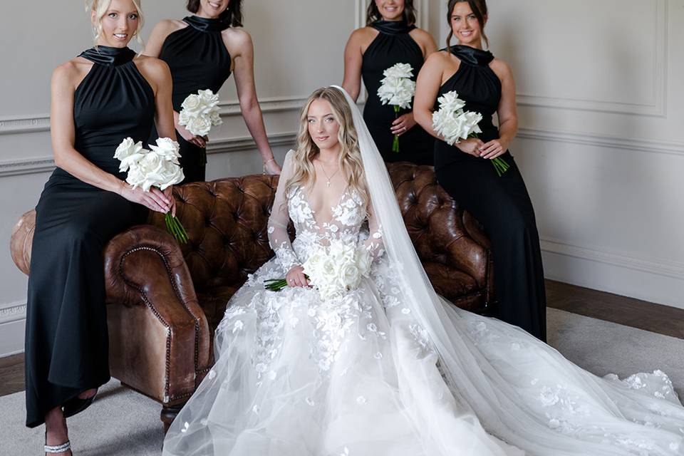 Black and white wedding flower