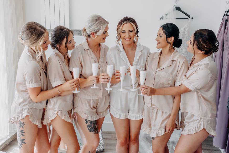 Bride and bridesmaids