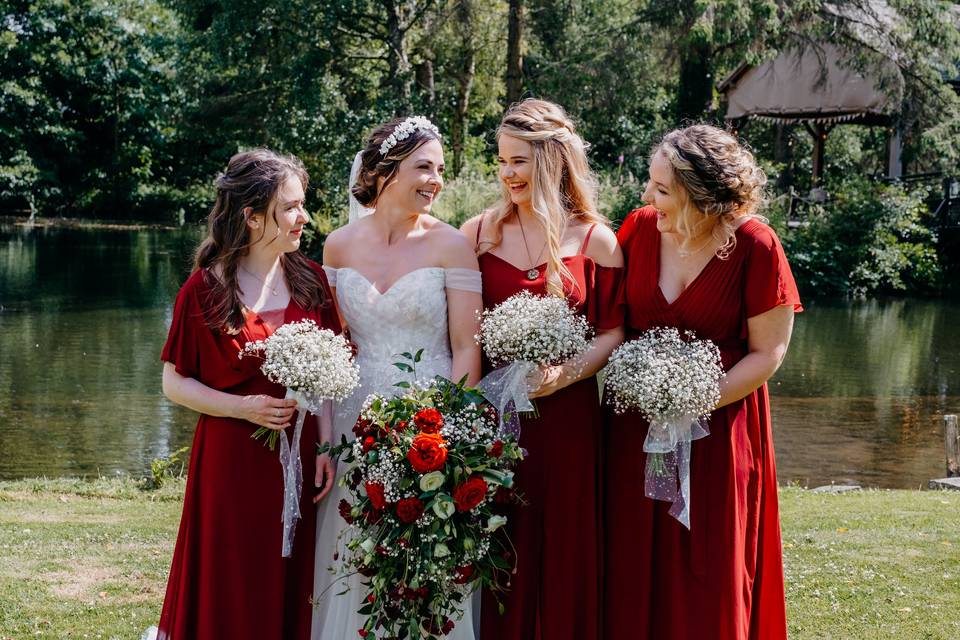 Bride and bridesmaids