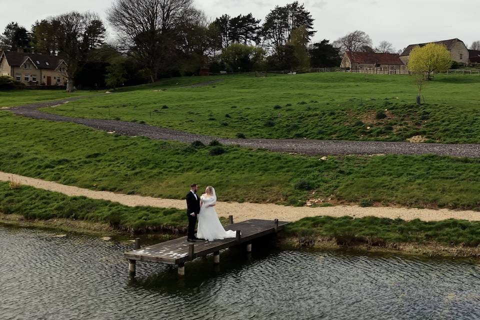 Kingscote Barn from the drone
