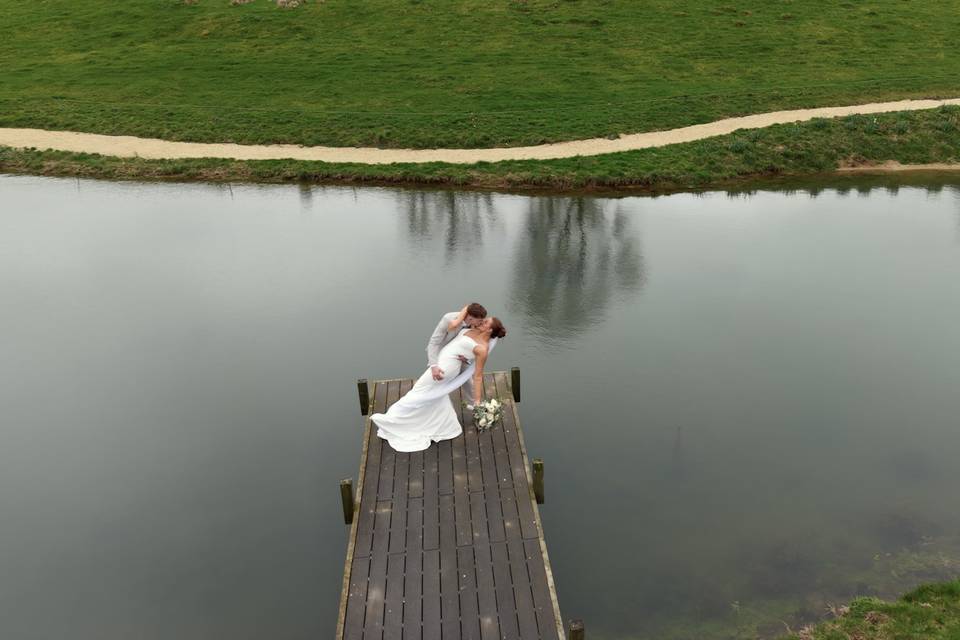 Kingscote Barn from the drone