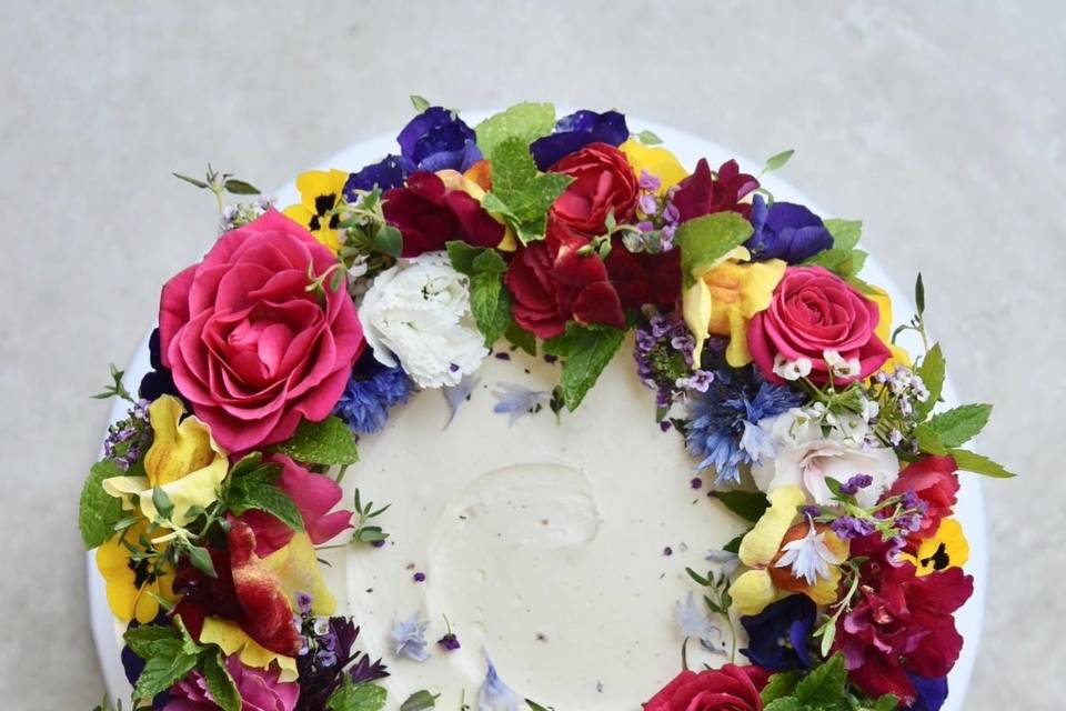 Colourful wedding cake