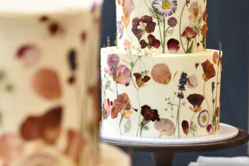 Pressed edible flower cake