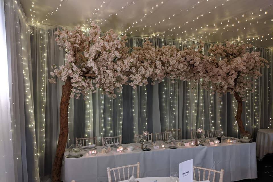 Wedding reception floral decor