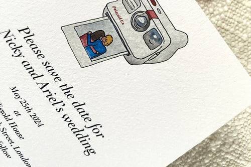 Polaroid illustration save-the-date