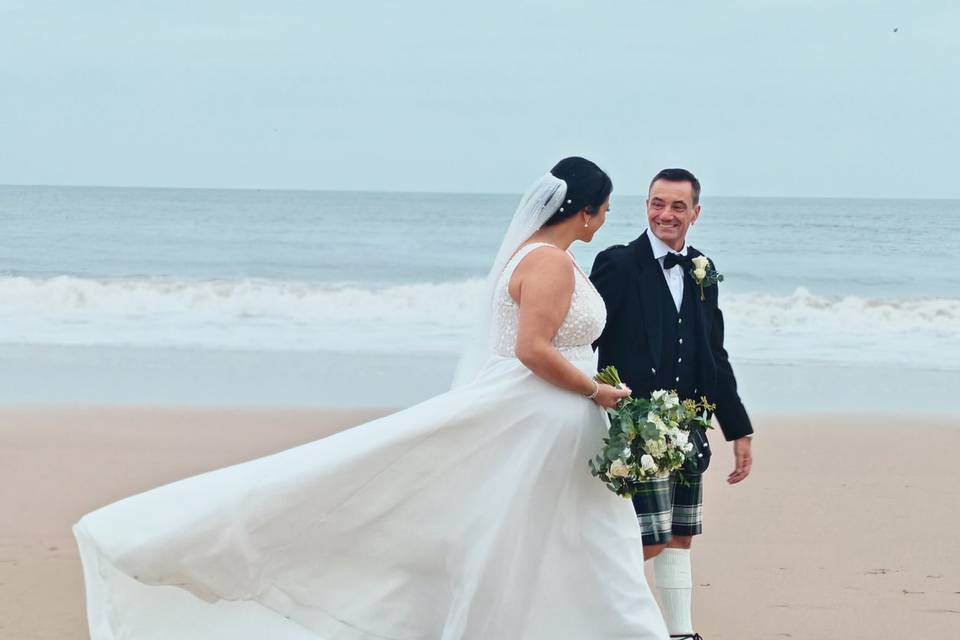 Beach stroll with the couple