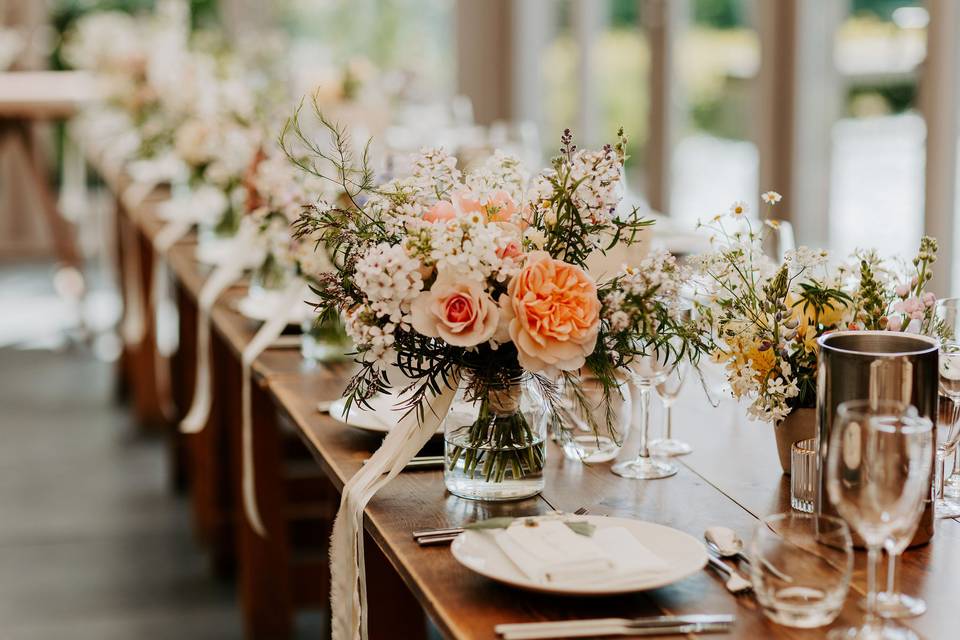 Garden venue trestle tables