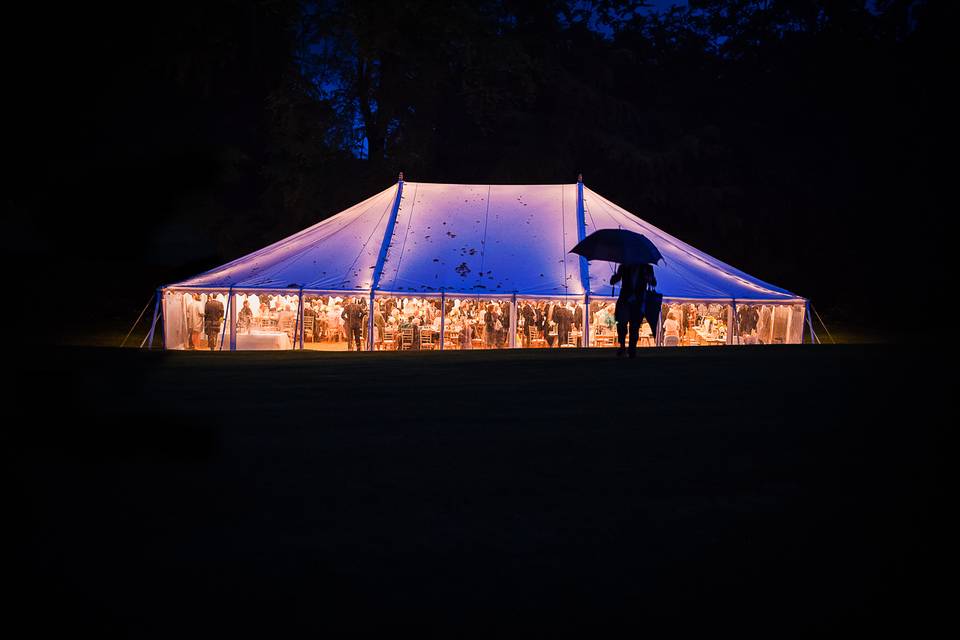 Rainy marquee wedding