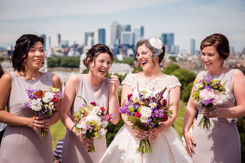 London wedding laughter