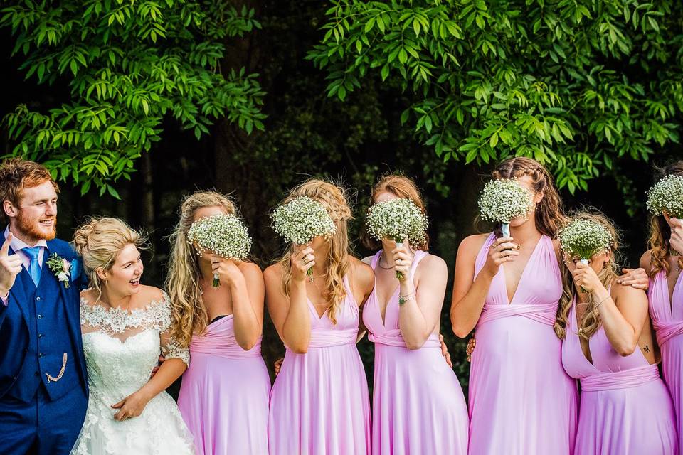 Bridesmaids hiding