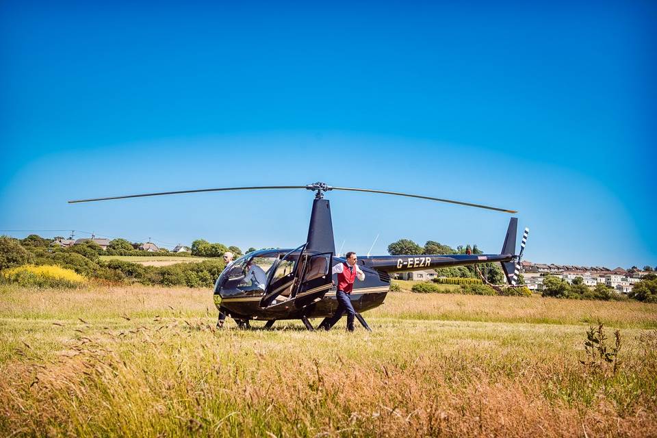 Helicopter wedding transport