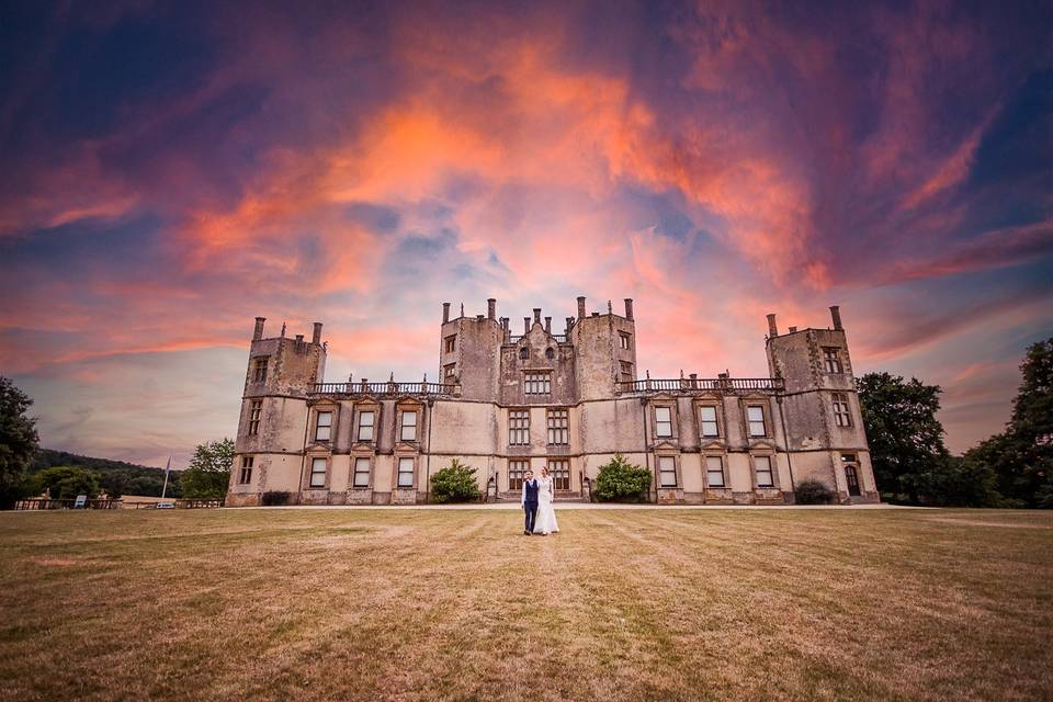 Sunset Dorset Castle weddingn