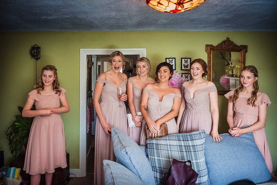 Bridesmaids react to dress