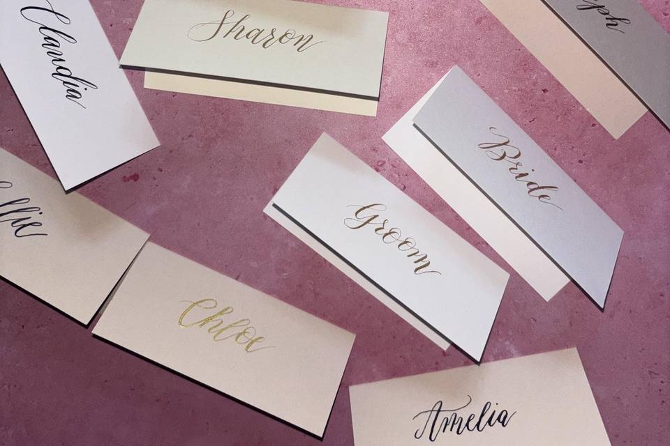 Hand lettered place cards