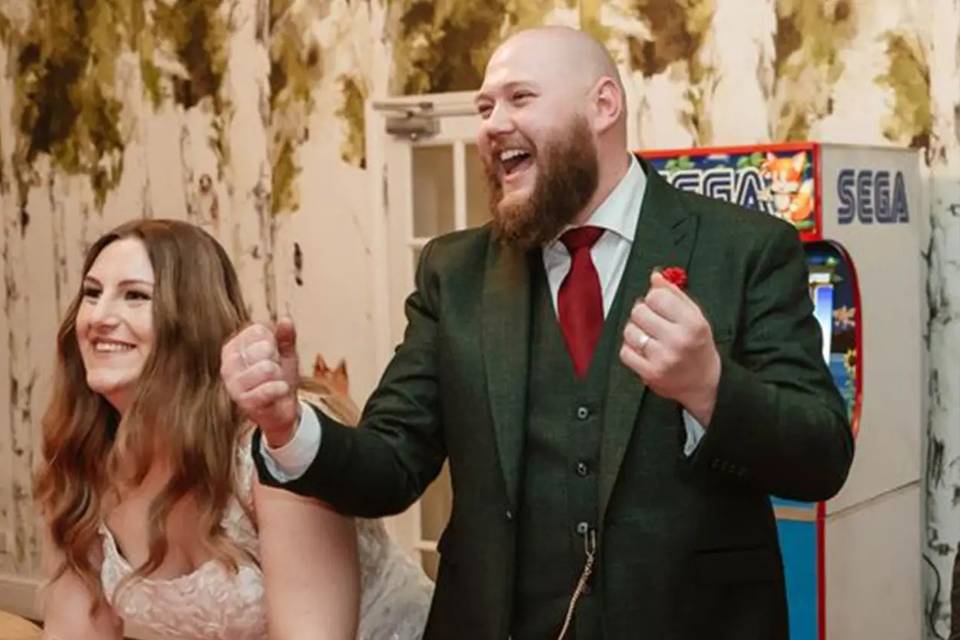 Bride and Groom playing Games
