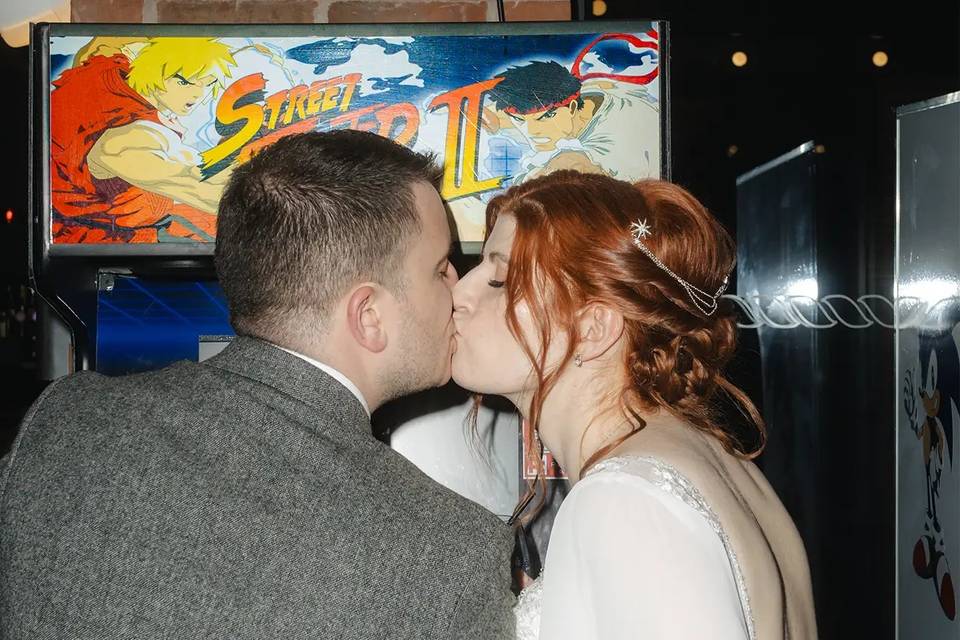 Couple playing street fighter