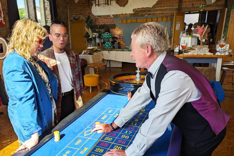 Roulette table at event