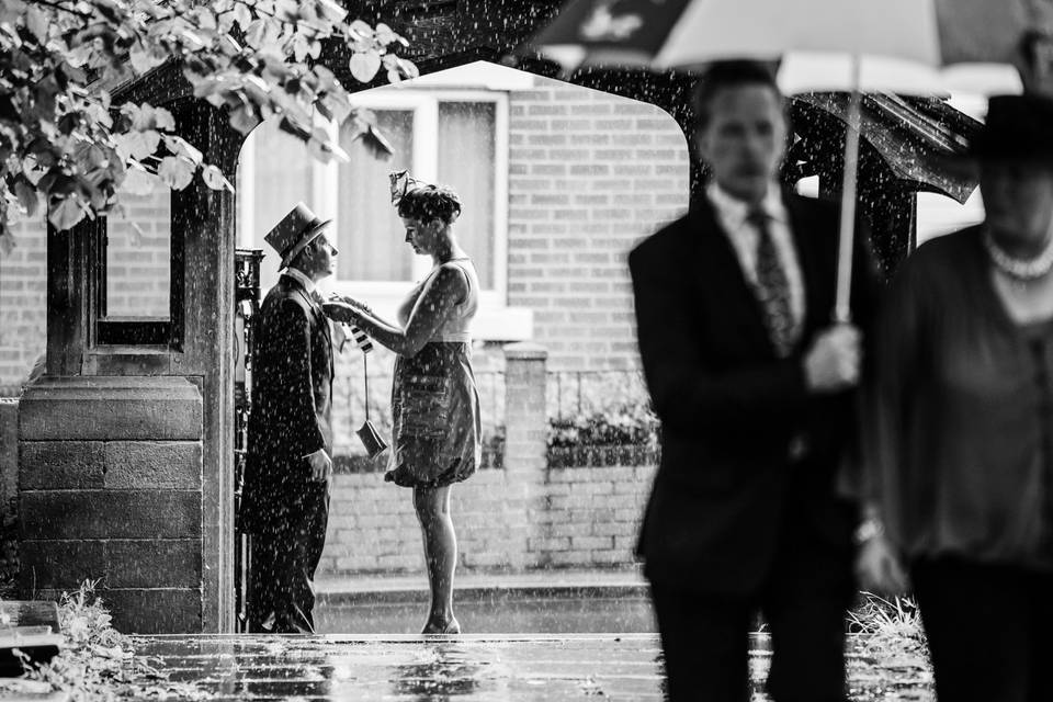 A rainy wedding