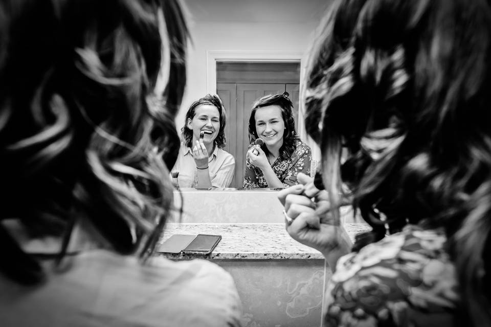 Bridesmaids getting ready