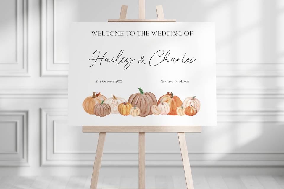 Pumpkin welcome sign