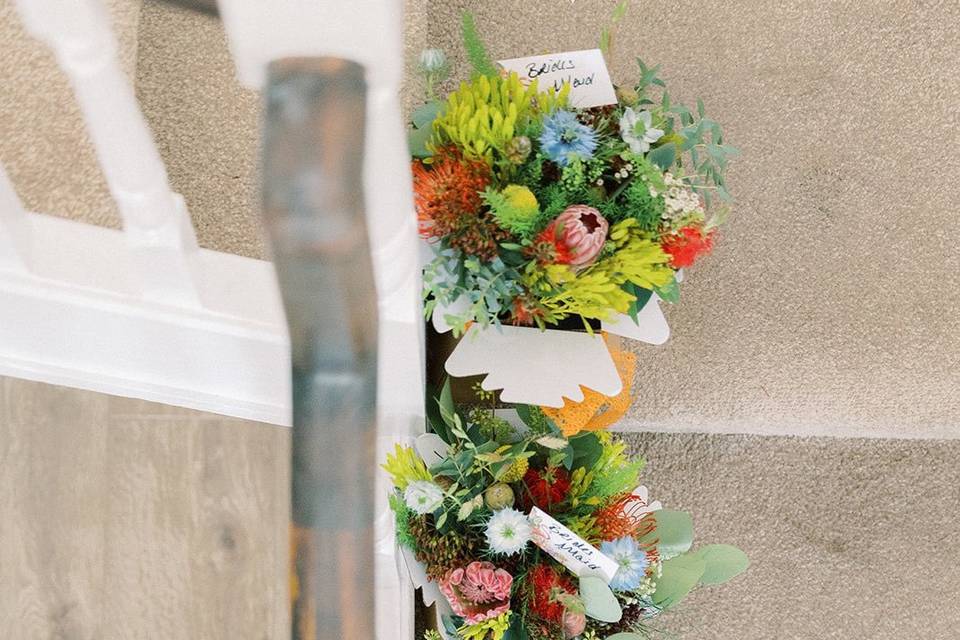 Trailing flowers on stairs