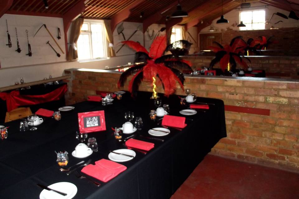 Black and red theme table setu