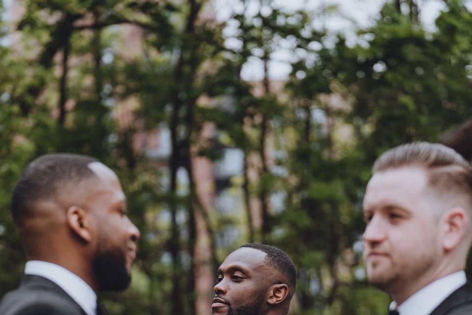 Groom getting ready