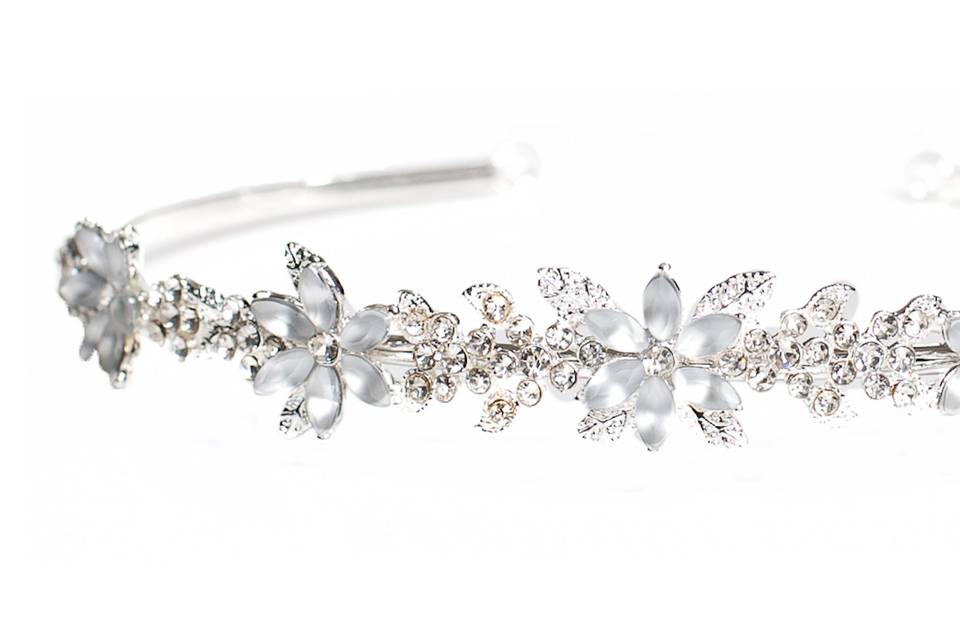 Vintage Style Flower Bridal Tiara Aliceband with Crystal Stones