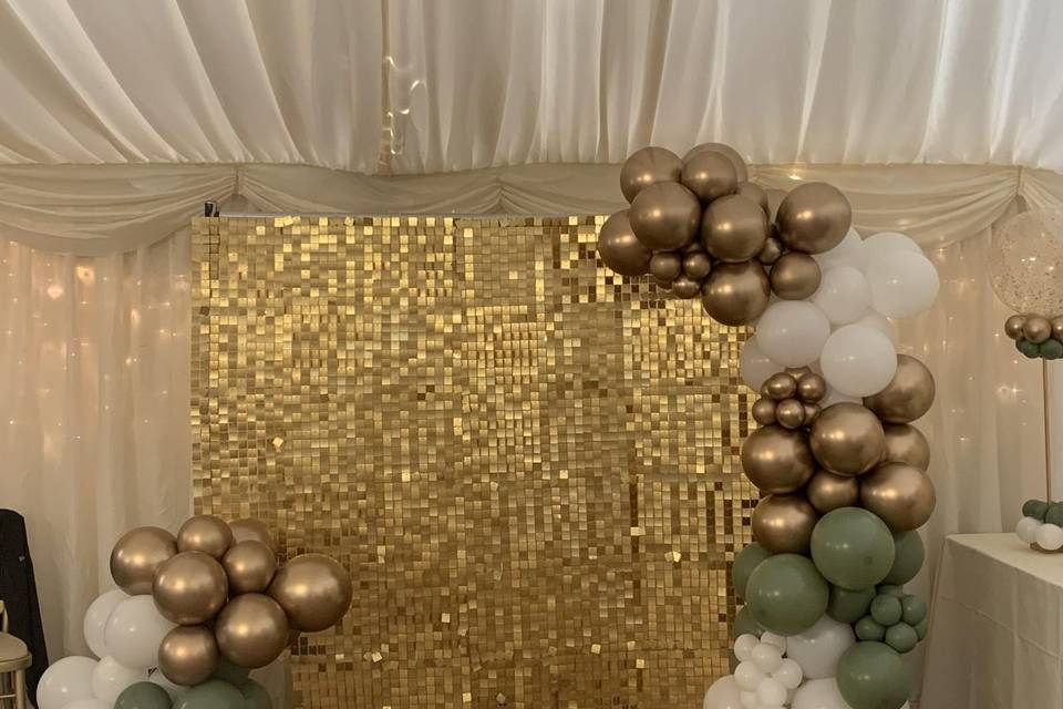 Gold Shimmer wall & balloons