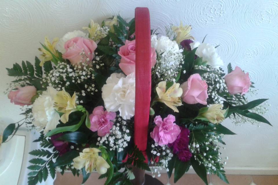 Rose & carnation flower basket