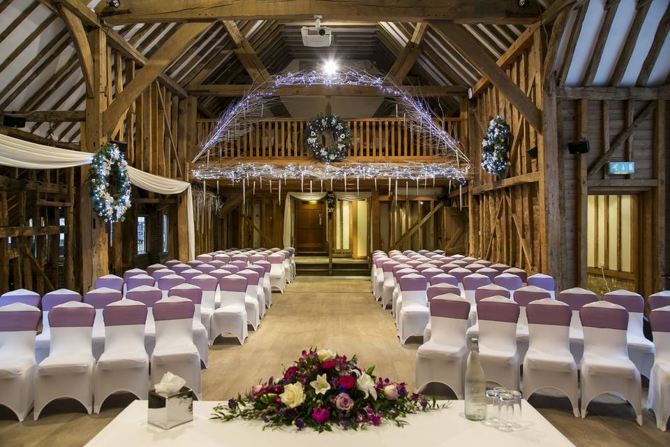 Tythe Barn Ceremony with Christmas Decor