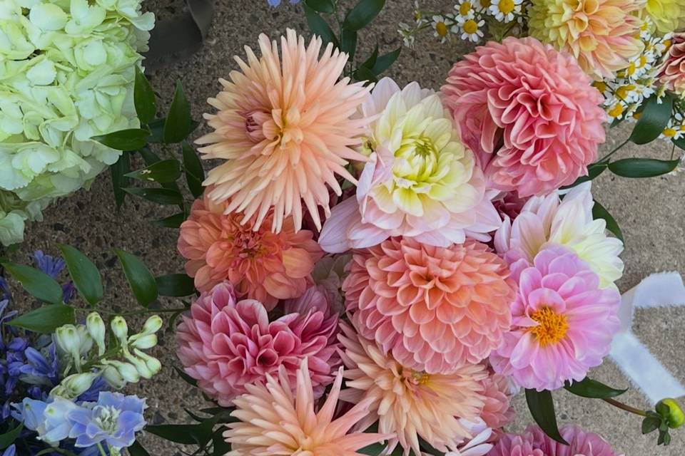 Colourful Bridal Party Flowers