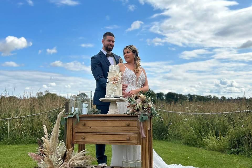 Outdoor ceremony with a view.