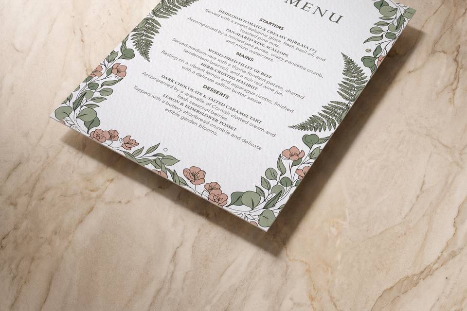 Country Garden menu