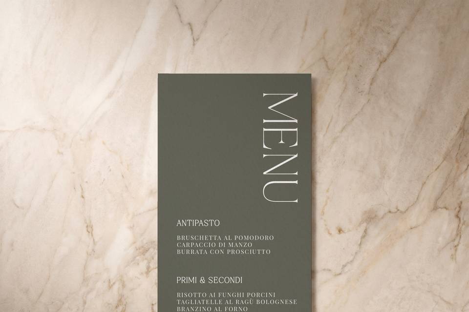 Typeface wedding menu