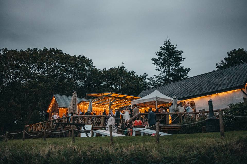 Corn Barn & Terrace at Night