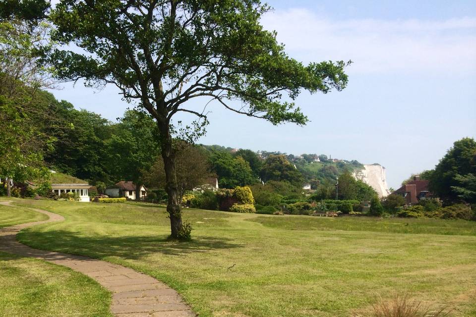 Pines Garden sweeping lawn